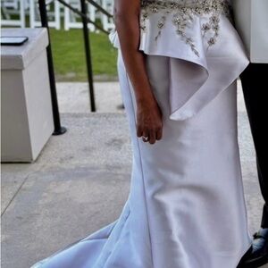 Terani Couture Silver Bridal Gown with Embellished Details